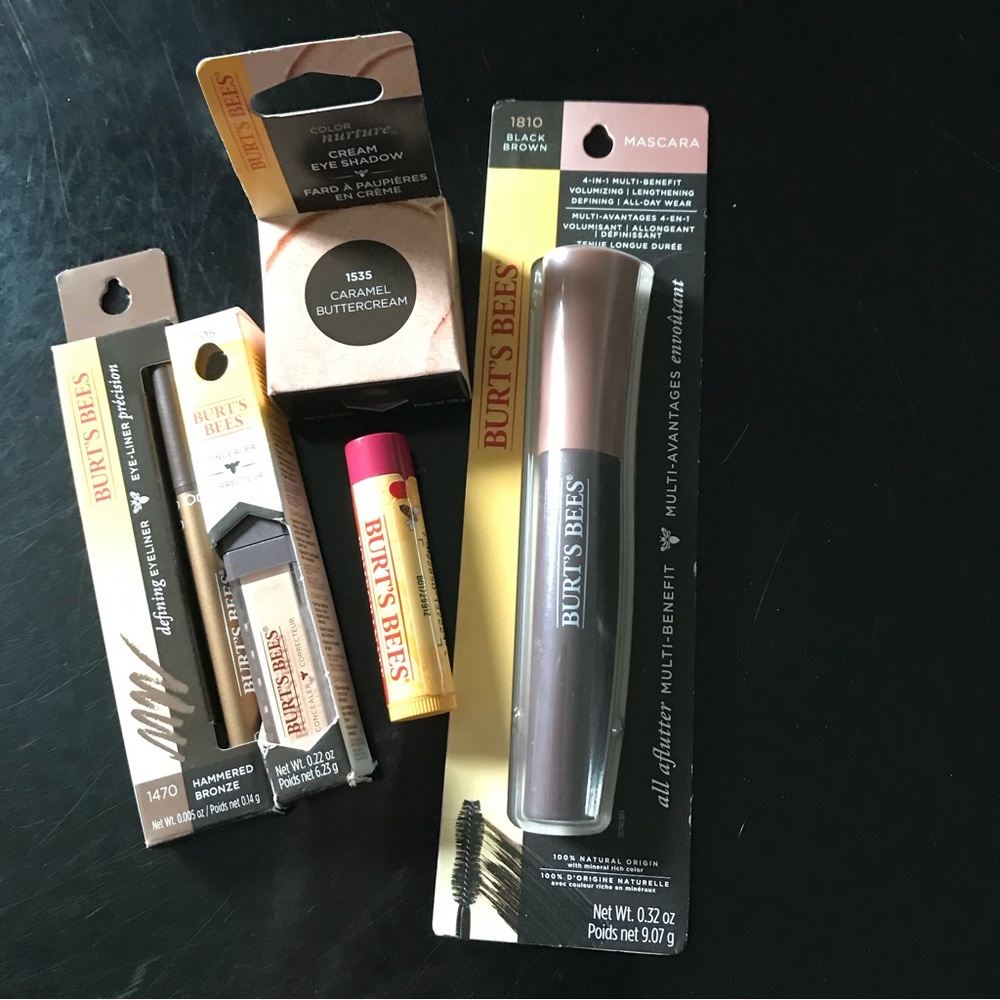 Burts Bees makeup set of 4 Eyeshadow Eyeliner mascara & Concealer New and Sealed